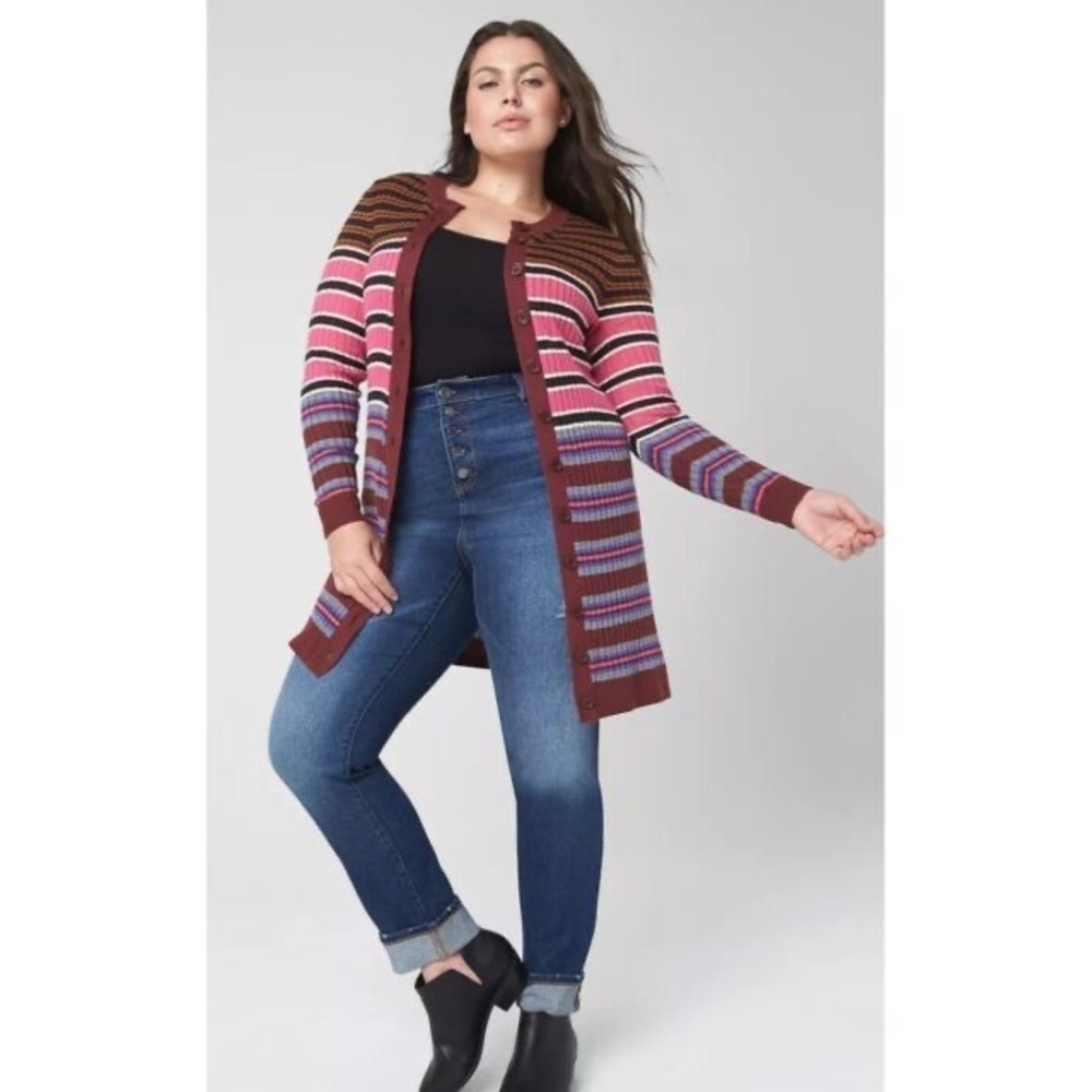 NWOT Plus Size Lane Bryant Striped Long Sweater 18/20